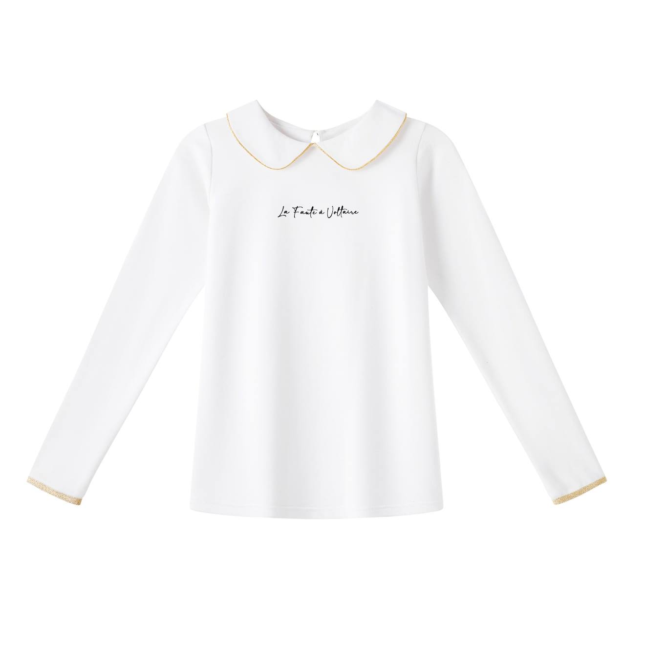 T-shirt À Col Claudine Et Manches Longues Sophia Bland Doré