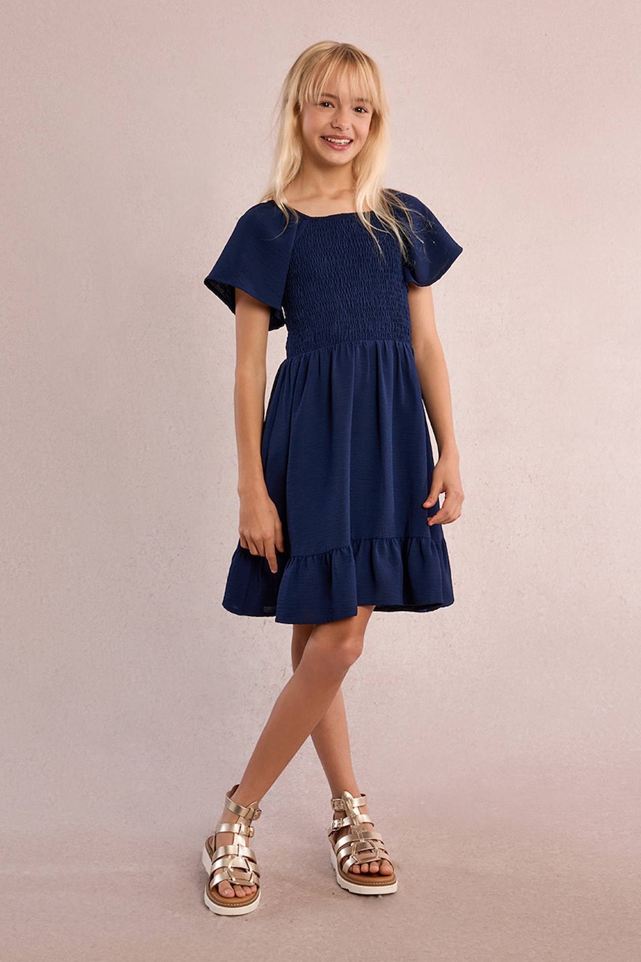 Robe Smockée Navy Blue Robe Smockée Navy Blue