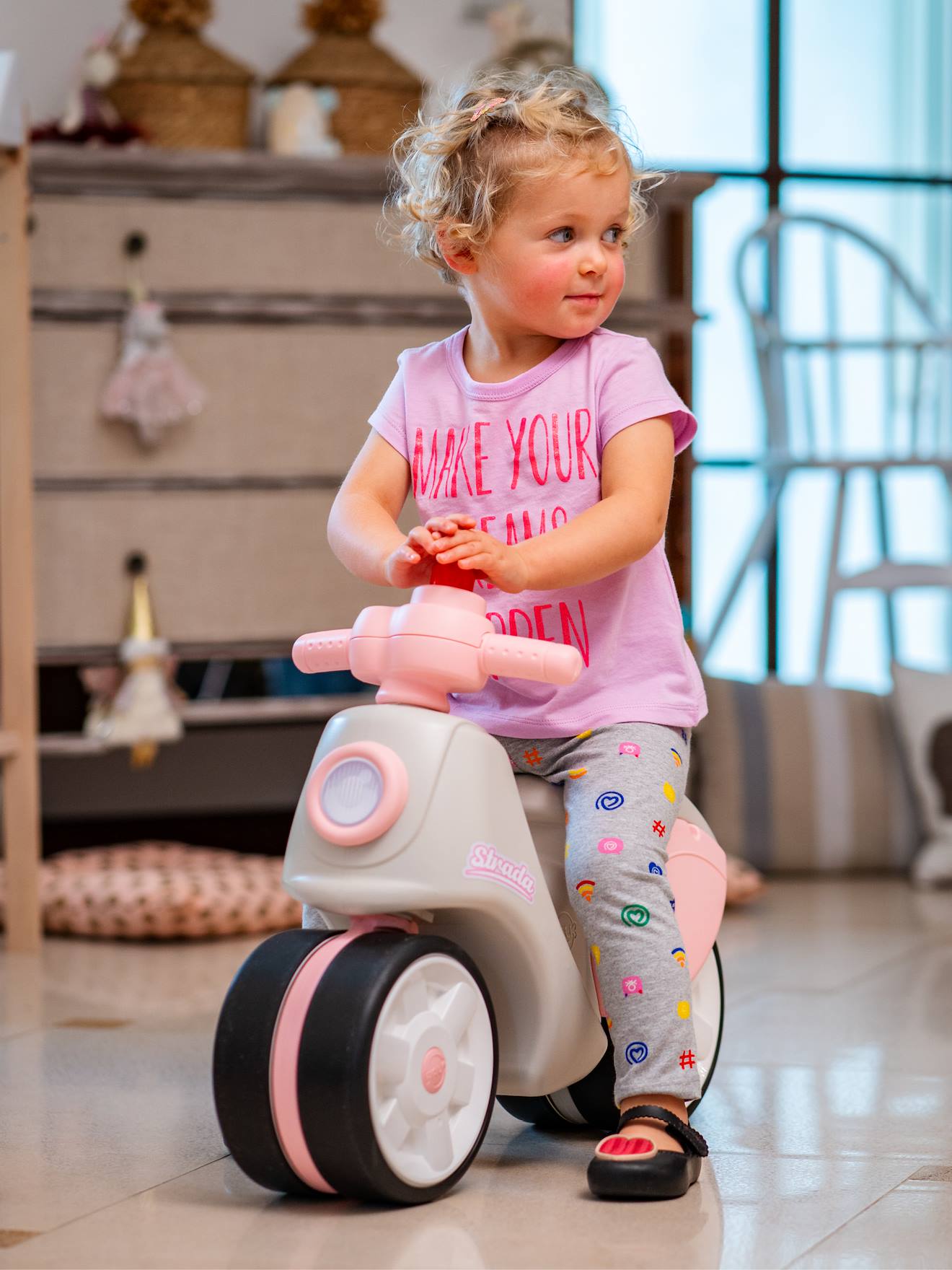 Draisienne Strada - Scooter À Roues Silencieuses Crème Et Rose
