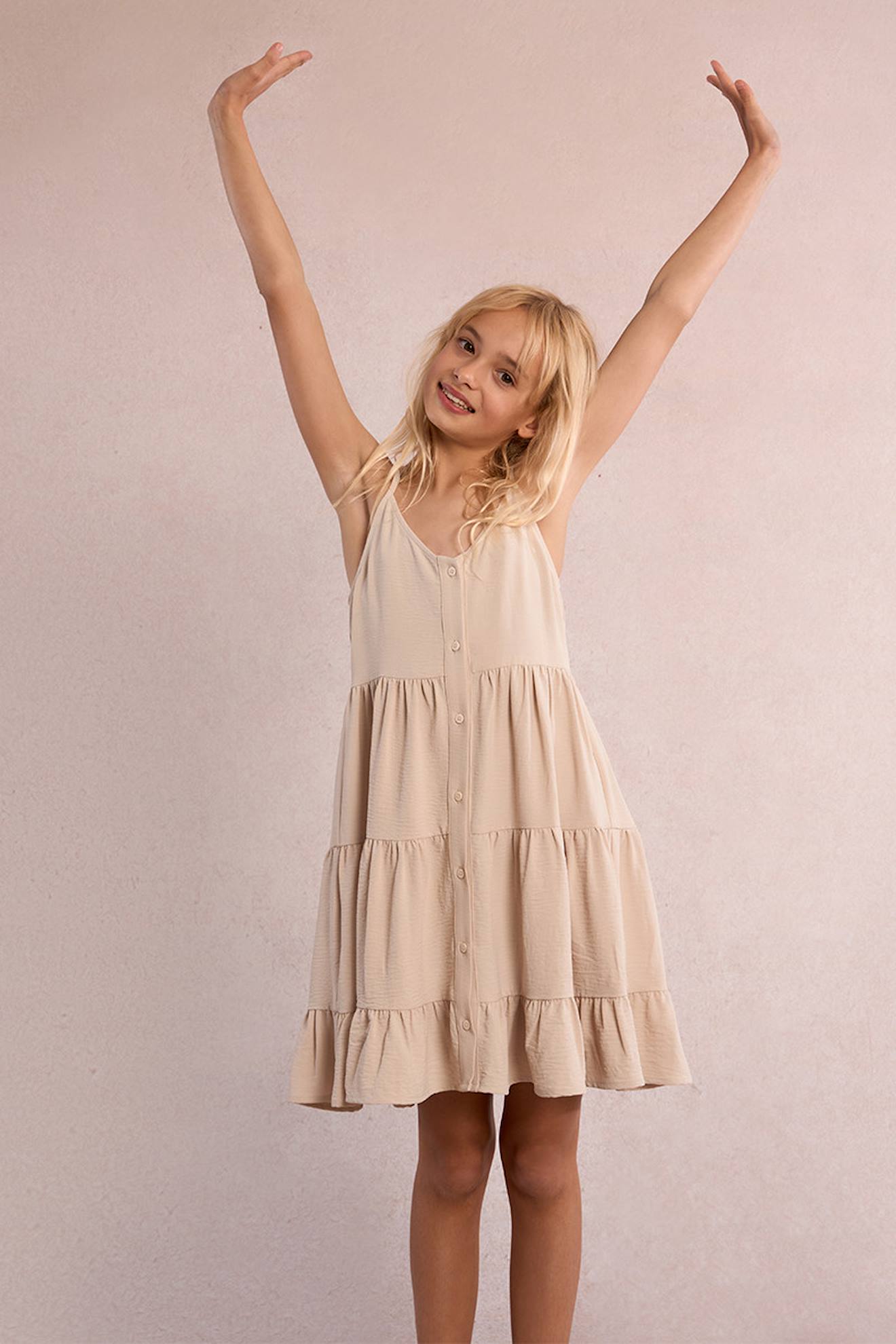 Robe Courte À Volants Cream