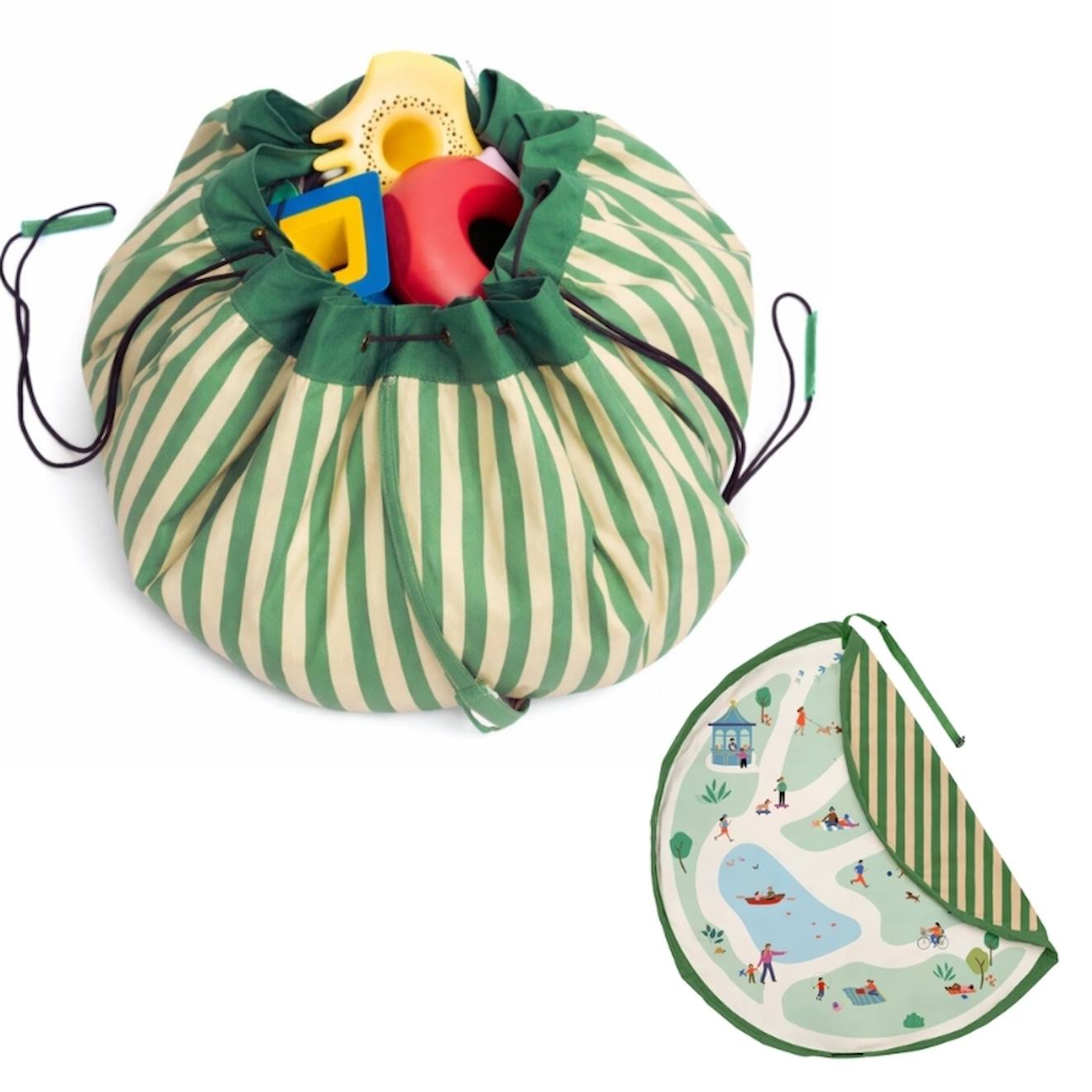 Play&go - Tapis De Jeu & Sac À Jouets Outdoor - Parc Green & Beige