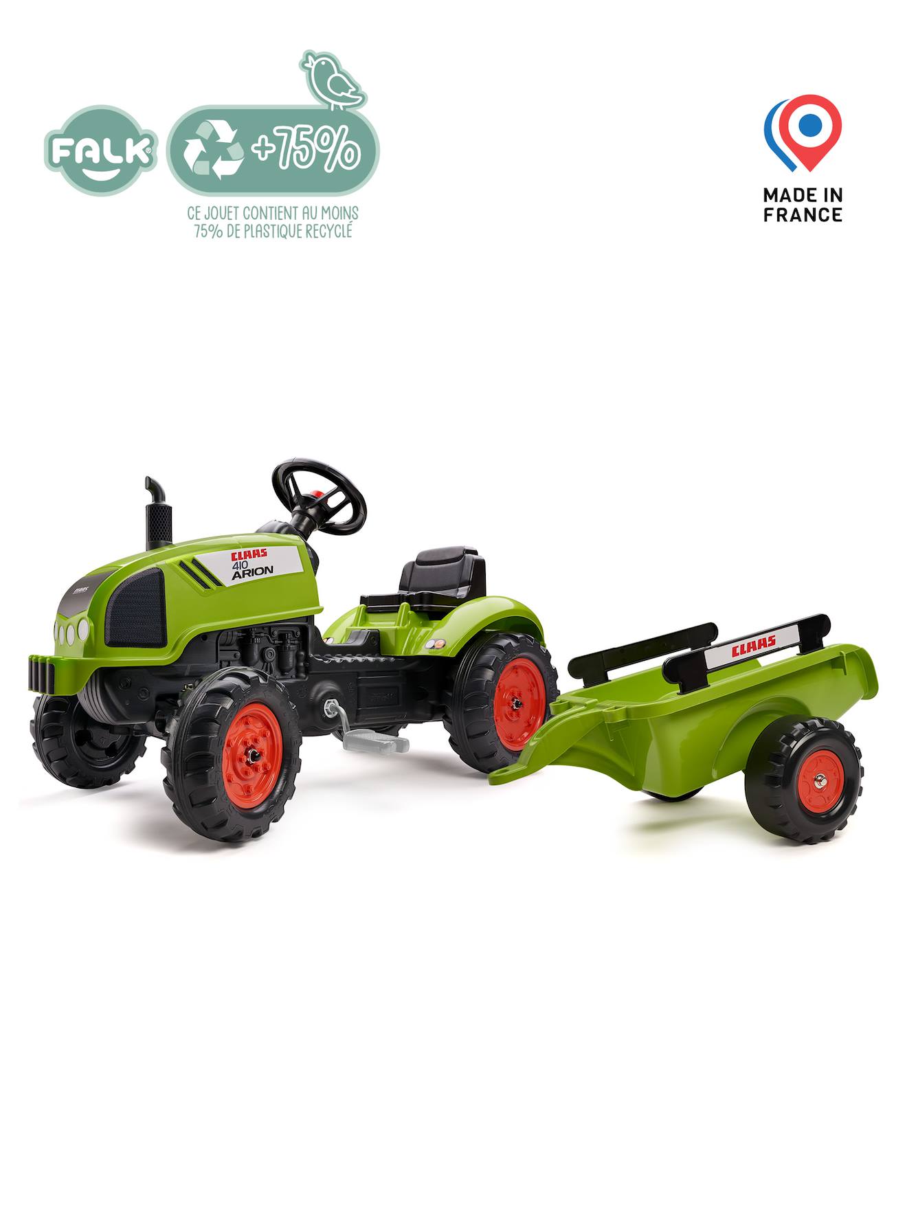 Dickie Toys CLAAS 203739004ONL Tracteur avec remorque (64 cm) – Grand jouet tracteur avec mécanique à roue libre pour enfants à partir de 3 ans, véhicule de ferme avec lumière, son et