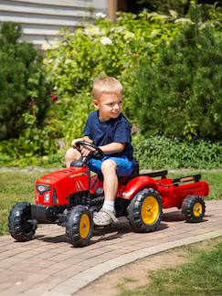 Jouet-Jeux de plein air-Tracteur à pédales supercharger avec capot ouvrant et remorque