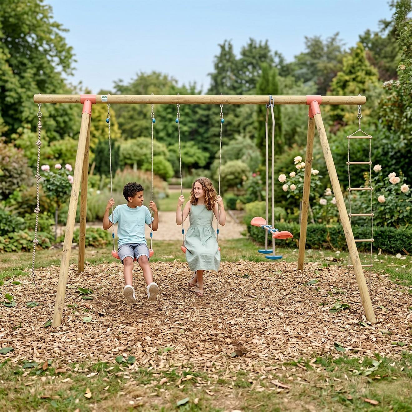 Portique Balançoire 2,30 M Topwood Nani 2 - 6 Enfants Bois