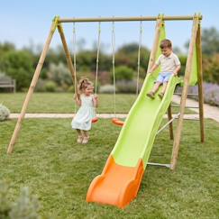 Jouet-Portique balançoire poutre métal 2,30 m techwood arroba - 4 enfants