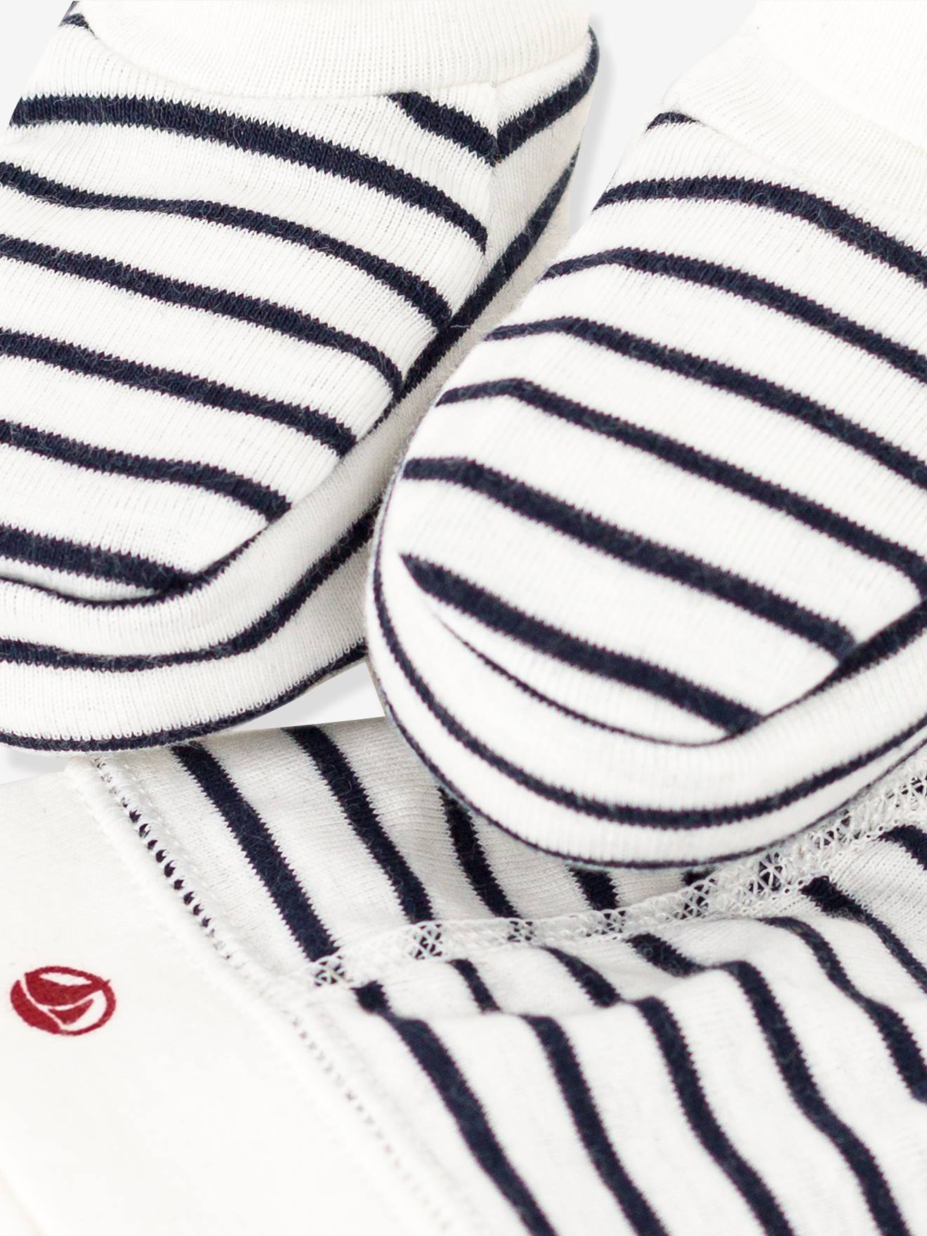 Lot bonnet et chaussons bébé mixte marine (Petit Bateau) - Image 1