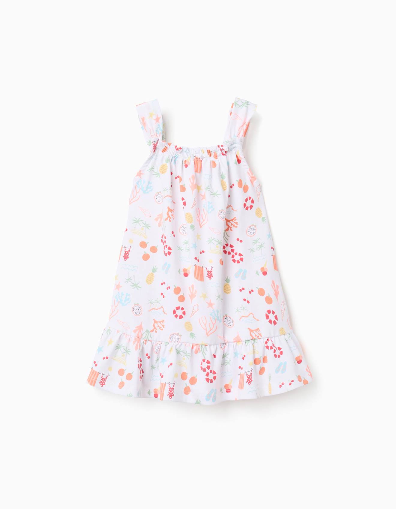 Robe vase Sans Manches En Coton Avec Motif Plage Blanc 14 €