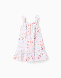 -Robe évasée sans manches en coton avec motif plage