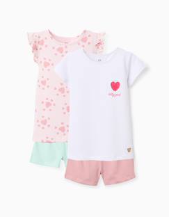 -Lot de 2 pyjamas en coton avec imprimés cœur