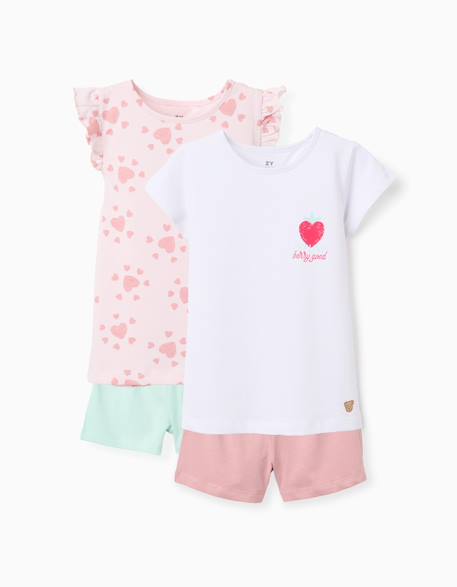 Lot de 2 pyjamas en coton avec imprimés cœur  - vertbaudet enfant