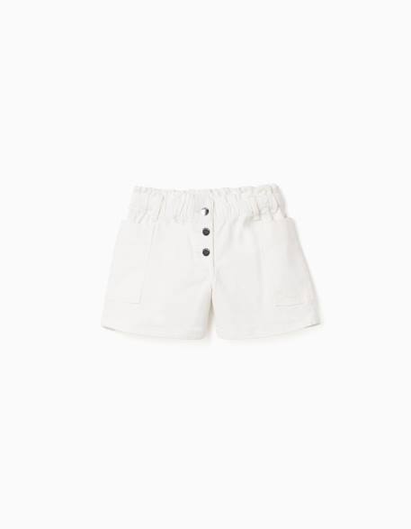 Fille-Short en sergé avec poches cargo et taille élastique