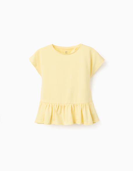 Fille-T-shirt, sous-pull-T-shirt-T-shirt en coton avec ourlet à volants