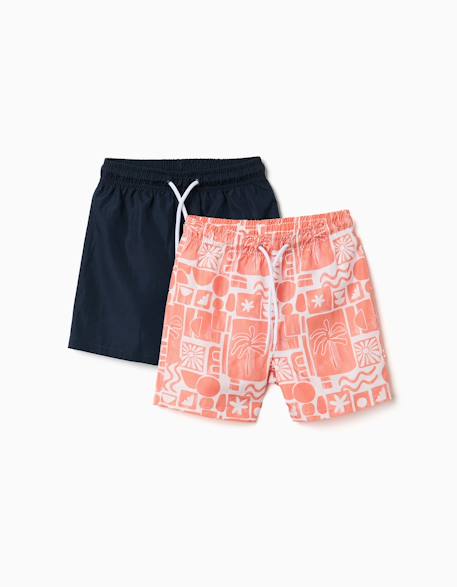 Garçon-Maillot de bain-Lot de 2 shorts de bain unis/imprimés avec cordon de serrage