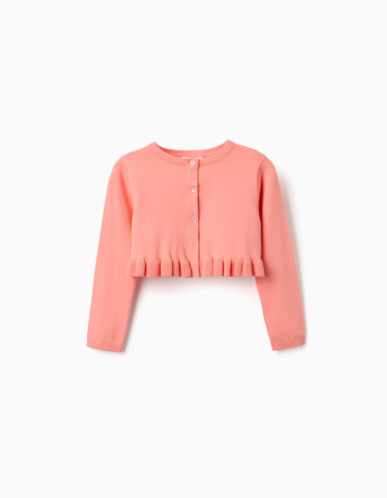 Gilet En Maille Court Avec Ourlet À Volants Corail Clair