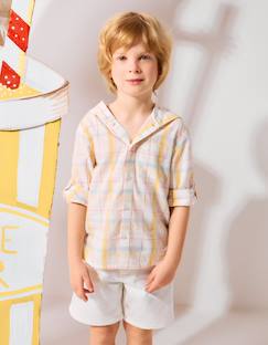 Chemise en coton à carreaux avec capuche b&s  - vertbaudet enfant