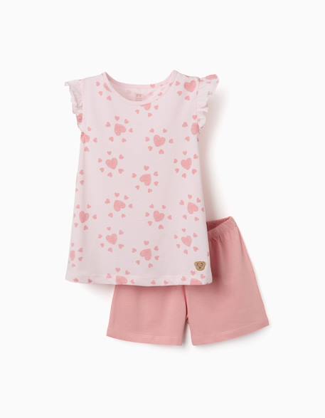 Fille-Pyjama en coton avec motif cœur et volants