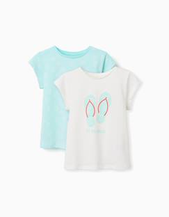 -Lot de 2 t-shirts en coton avec imprimés d'été