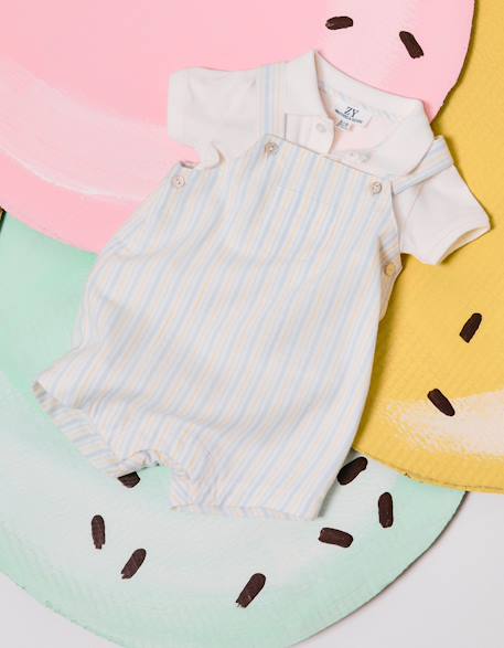 Bébé-Body en coton + salopette à rayures b&s