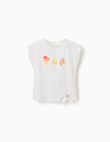 Fille-T-shirt, sous-pull-T-shirt-T-shirt en coton avec imprimé d'été