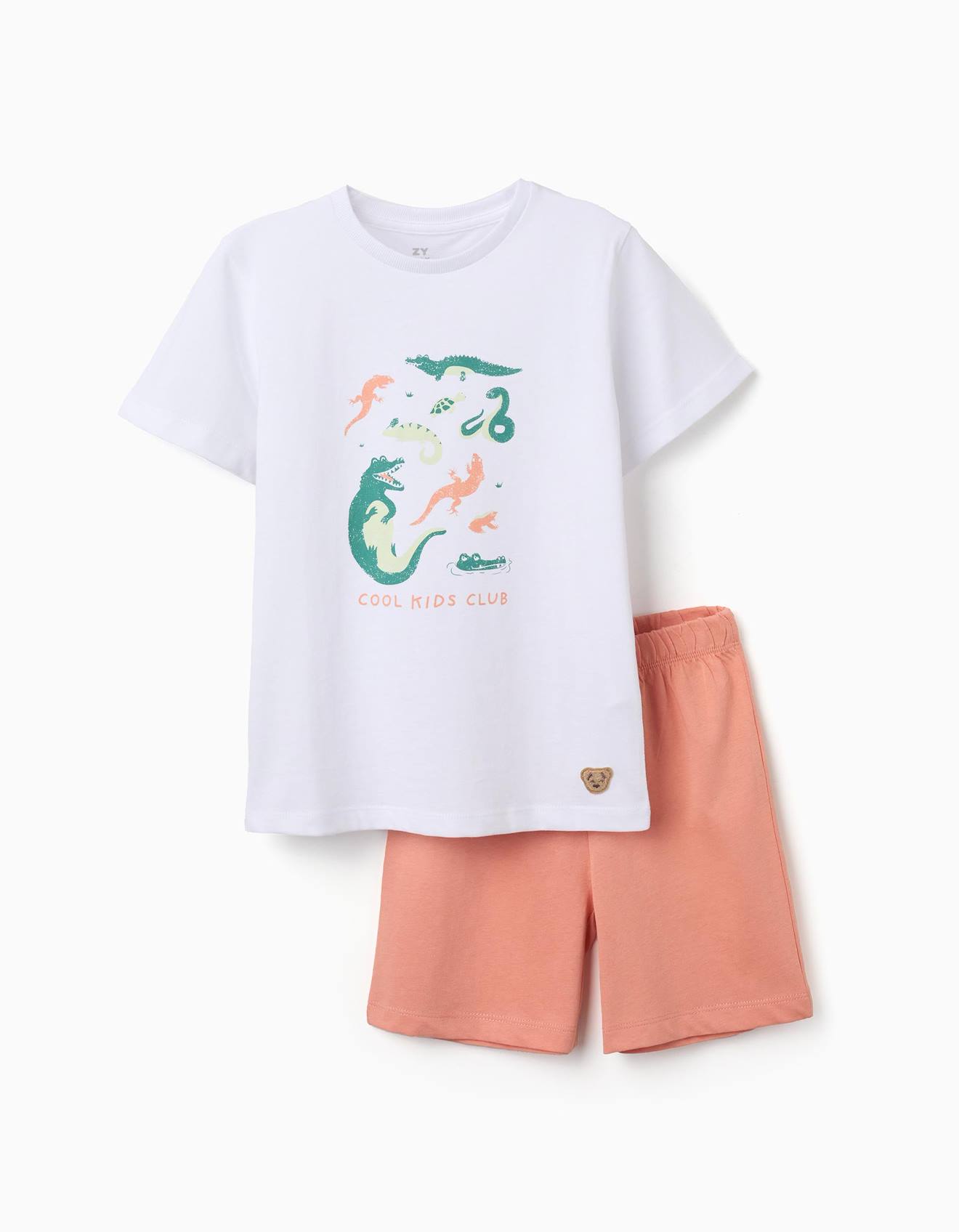 Pyjama En Coton Manches Courtes Et Imprim Alligator Blanc 15 €