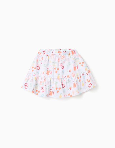 Fille-Jupe-short en coton avec motif plage et taille élastique