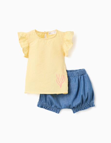 Bébé-Ensemble t-shirt en coton et short en jean