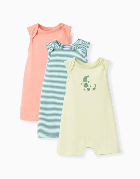 Bébé-Salopette, combinaison-Lot de 3 combishorts sans manches en coton