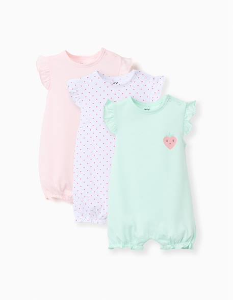 Bébé-Salopette, combinaison-Lot de 3 combishorts sans manches en coton