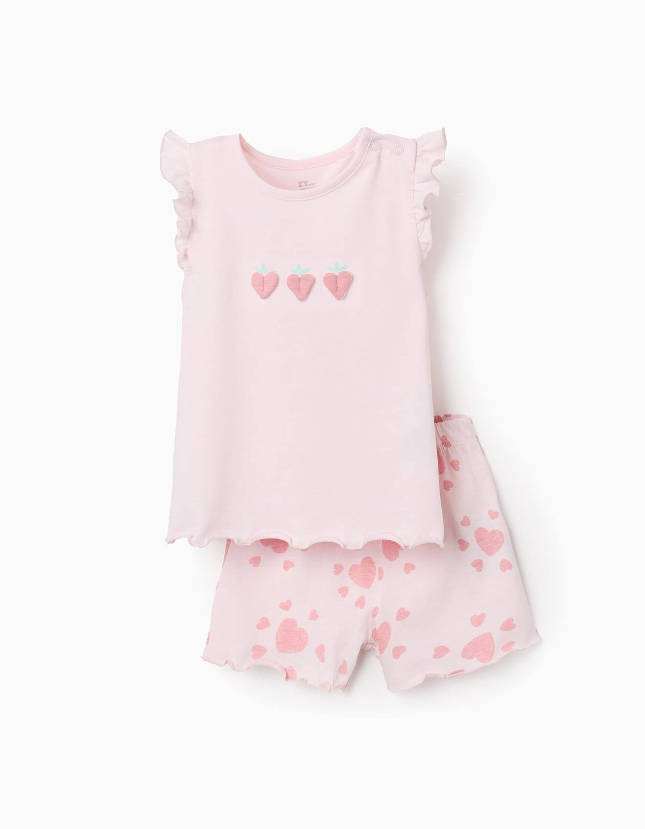 Pyjama En Coton Avec Imprims Cur Et Volants Rose Clair 12 €