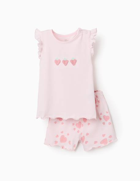 Bébé-Pyjama en coton avec imprimés cœur et volants