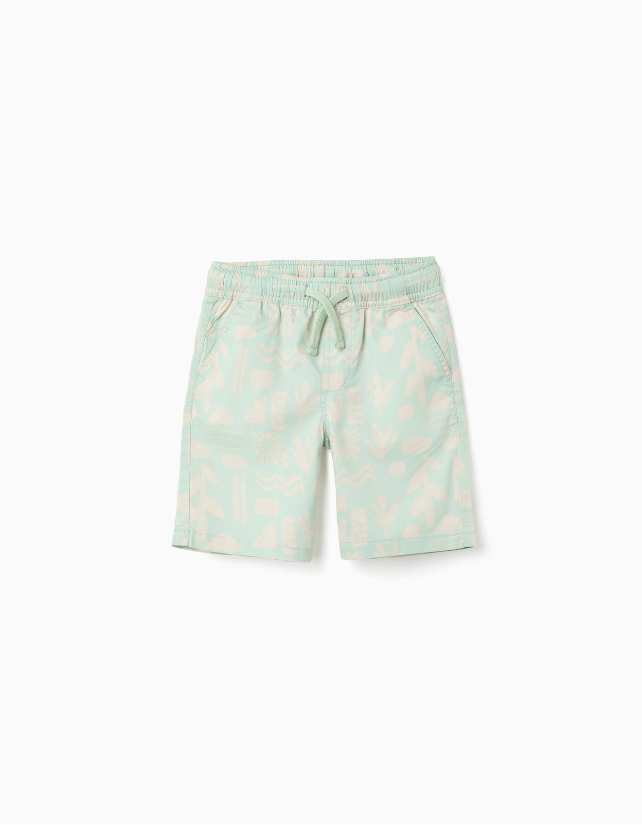 Short Midi En Serg Avec Motif Plage Vert Clair 17 €