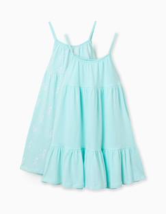 -Lot de 2 robes sans manches unies et imprimées
