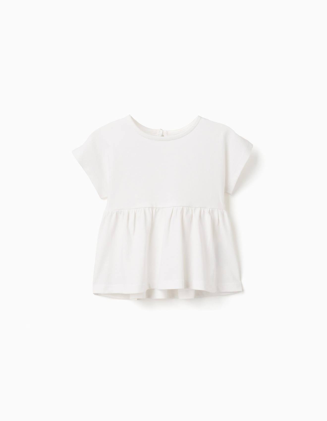 T-shirt En Coton Avec Ourlet Volants Blanc 8 €