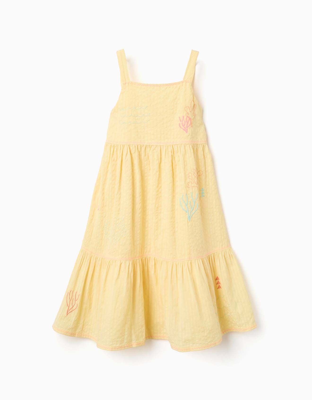 Robe Sans Manches En Coton Avec Algues Brodes Jaune Clair 22 €