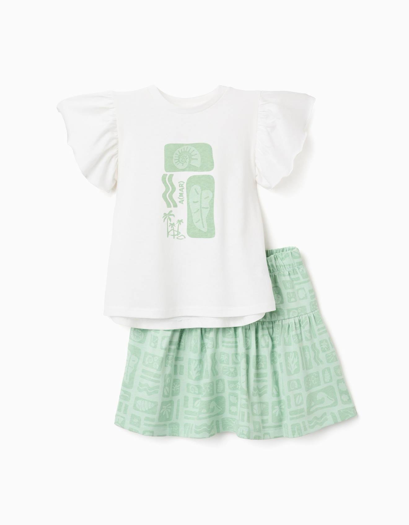 T-shirt En Coton Jupe Avec Motif Plage Blanc 12 €
