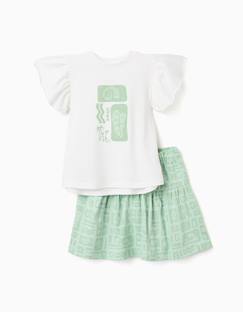 -T-shirt en coton + jupe avec motif plage
