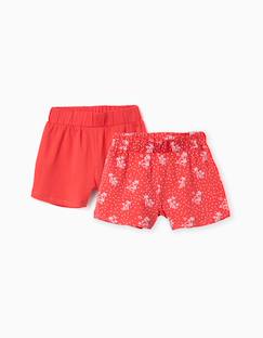 -Lot de 2 shorts en coton unis et imprimés