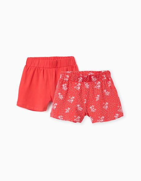 Fille-Lot de 2 shorts en coton unis et imprimés