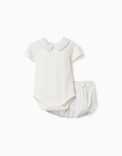 -Body en coton + short à rayures b&s