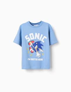 Garçon-T-shirt, polo, sous-pull-T-shirt-T-shirt en coton avec imprimé sonic sur le devant