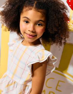 Blouse en coton à carreaux avec volants b&s  - vertbaudet enfant