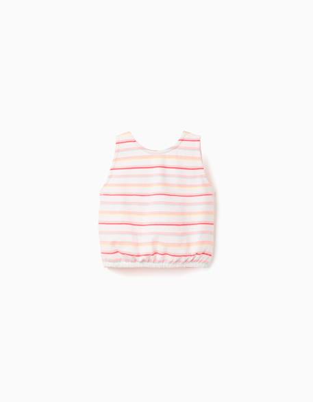 Fille-T-shirt, sous-pull-T-shirt-Débardeur en coton à rayures