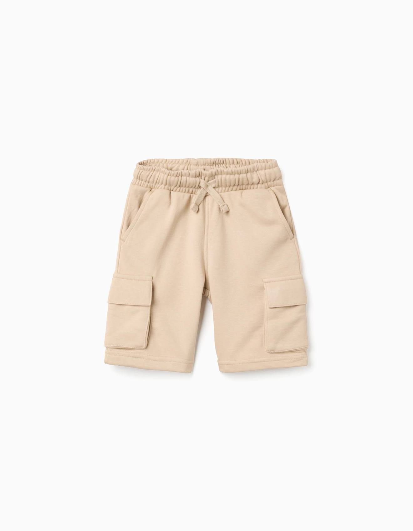 Short En Molleton Avec Poches Cargo Et Cordon De Serrage Beige Clair Short En Molleton Avec Poches Cargo Et Cordon De Serrage Beige Clair