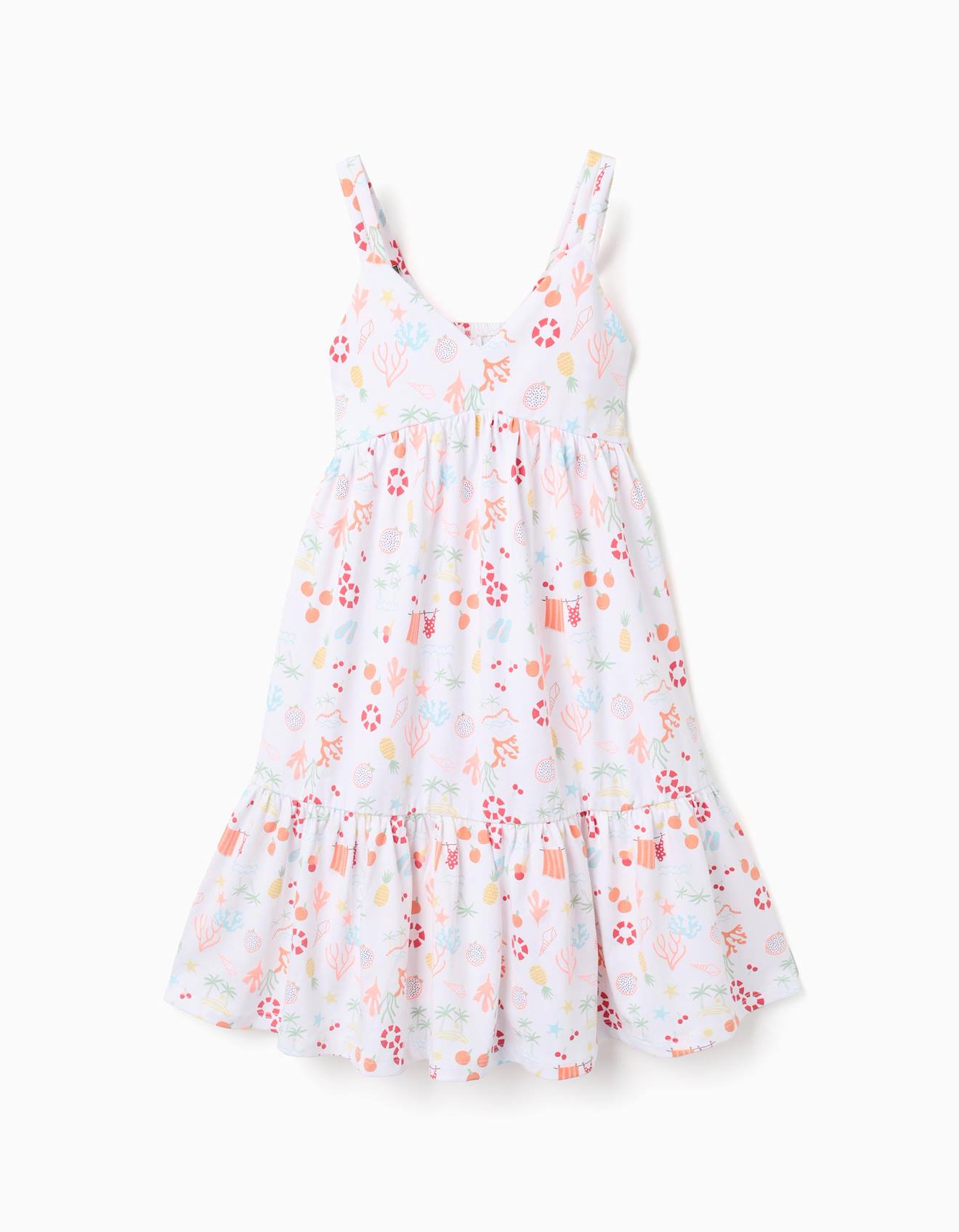 Robe vase Sans Manches En Coton Avec Motif Plage Blanc 17 €