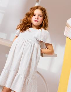 -Robe en coton à rayures et doublure b&s