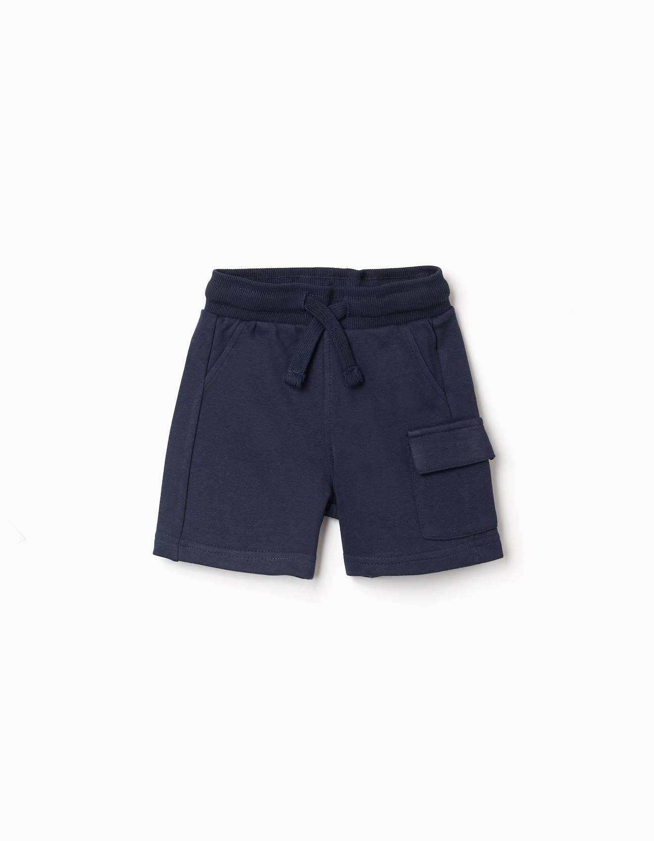 Short Cargo En Molleton Avec Cordon De Serrage Bleu Foncé
