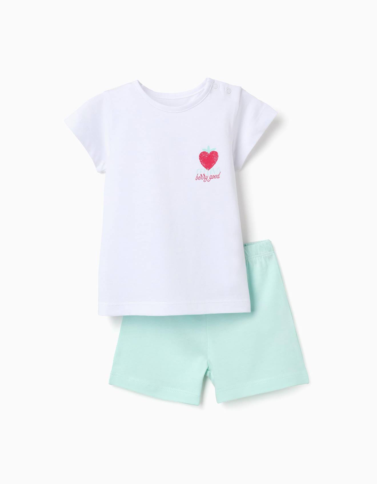 Pyjama En Coton Manches Courtes Et Imprim Cur Blanc 15 €