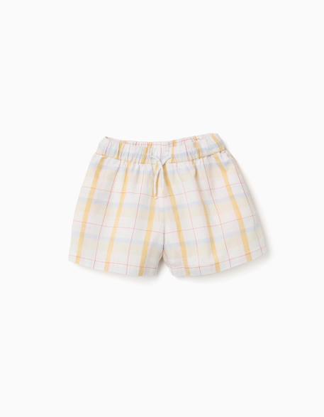 Fille-Short en coton à carreaux avec cordon de serrage b&s
