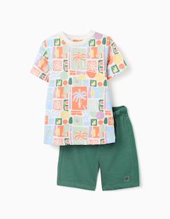 T-shirt en coton avec imprimé plage + short  - vertbaudet enfant