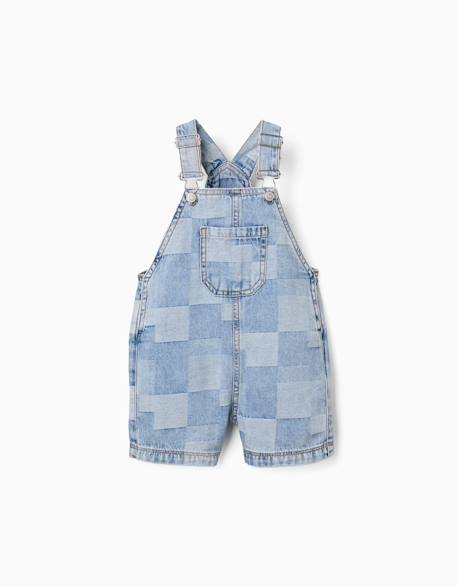 Bébé-Salopette courte en jean à carreaux